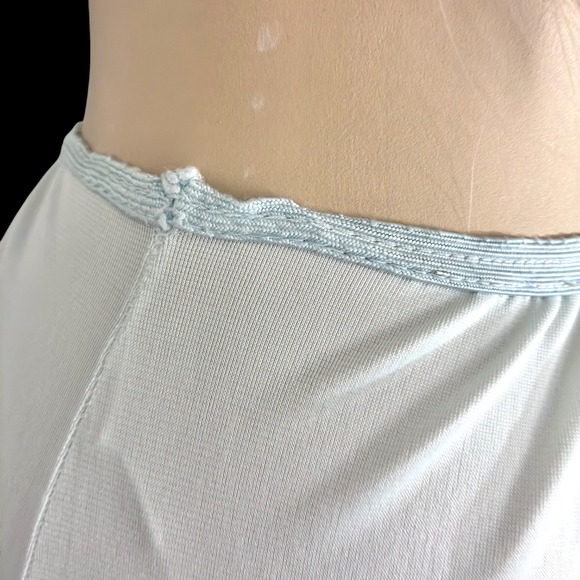 60s Vintage Pale Blue Nylon Slip‎ Skirt Heart Appliqués & Chiffon Lace | Size M - Picture 7 of 7